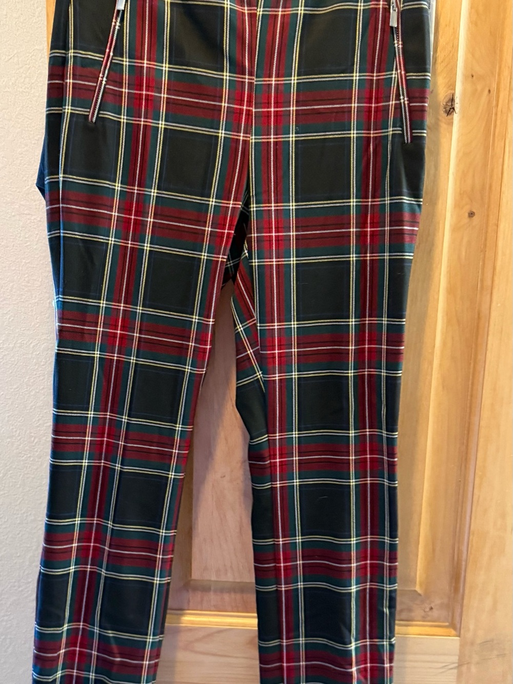 Zara Red & Green Plaid Slim Pants